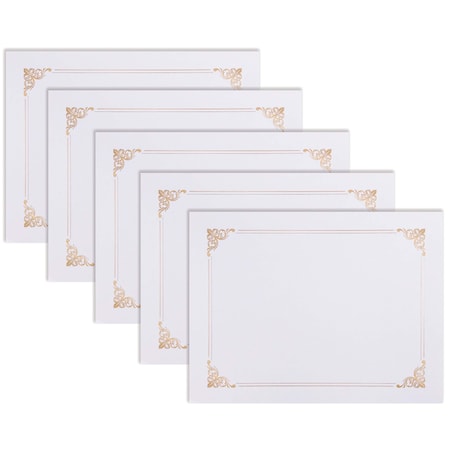 White Certificate Holders, Diploma Holders, Document Covers With Gold Foil Border, 25PK